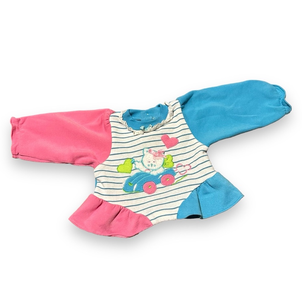 Vintage Bear Car 12 Months Baby Girl Sweatshirt Retro Colorful Pink Blue 80s 90s